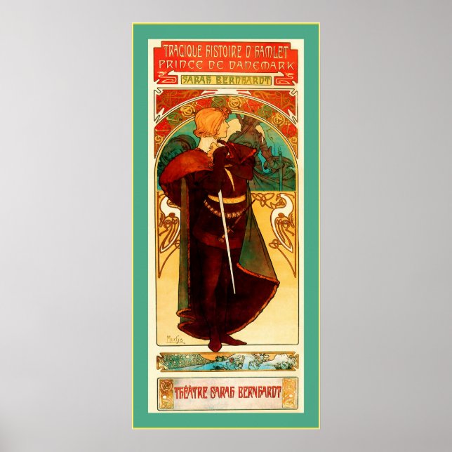 Theater Sarah Bernhardt ~ Hamlet ~ Alphonse Mucha Poster (Vorne)