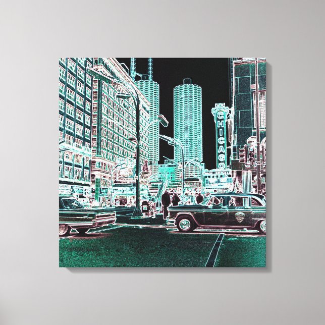 Theater Staat Chicago und Theater am See 1963 neu Leinwanddruck (Vorderseite)