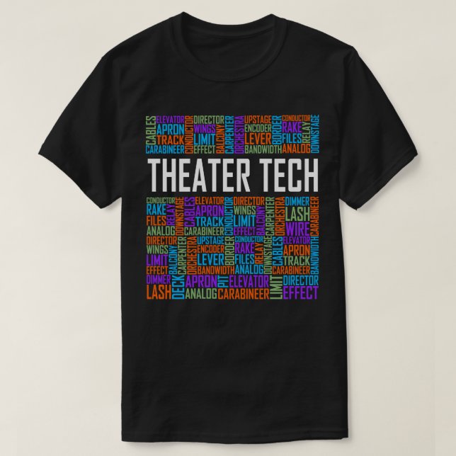 Theater-Tech-Wörter T-Shirt (Design vorne)