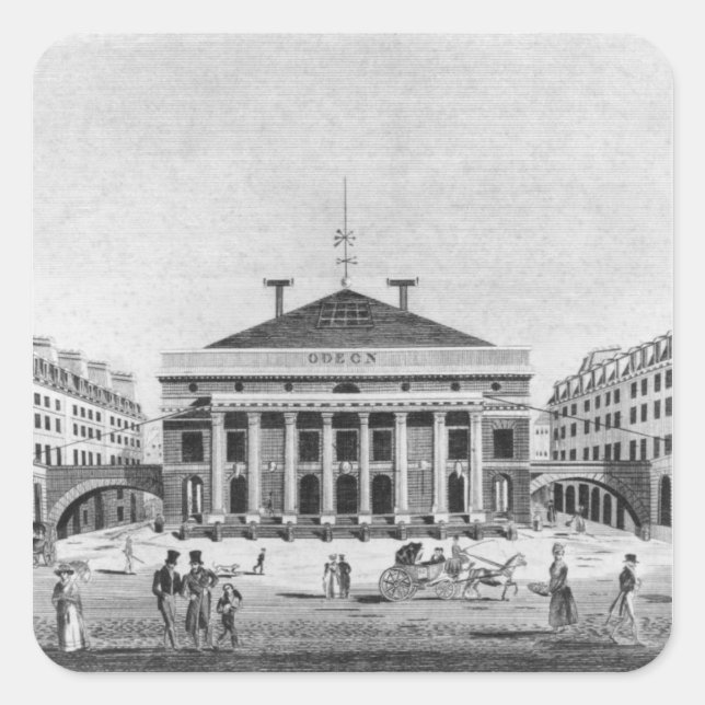 Theater von Odeon, 1830 Quadratischer Aufkleber (Vorderseite)