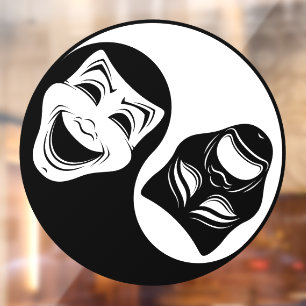Theater Yin Yang Design - Komödie und die Masken d Fensteraufkleber