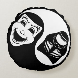 Theater Yin Yang Design - Komödie und die Masken d Rundes Kissen