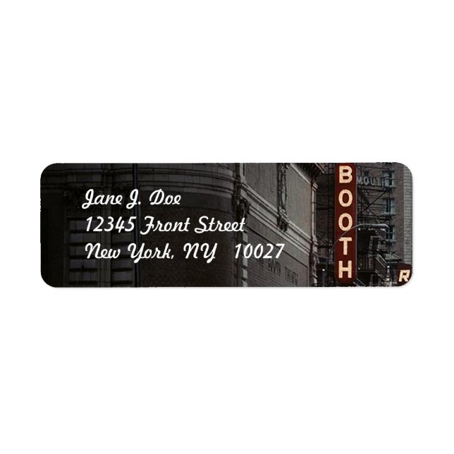 Theaterbezirk New York City NY Address Label (Vorne)