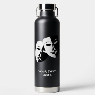 Theatermaske Comedy Tragedy Schwarz-weiß Custom Bl Trinkflasche