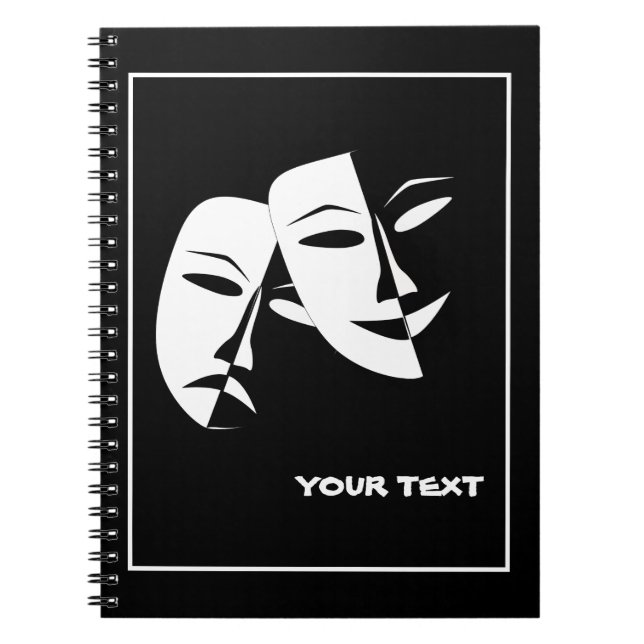 Theatermaske Comedy Tragedy Schwarz-weiß Custom Ph Notizblock (Vorderseite)