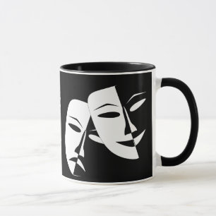 Theatermaske Comedy Tragedy Schwarz-weiß Custom Tasse