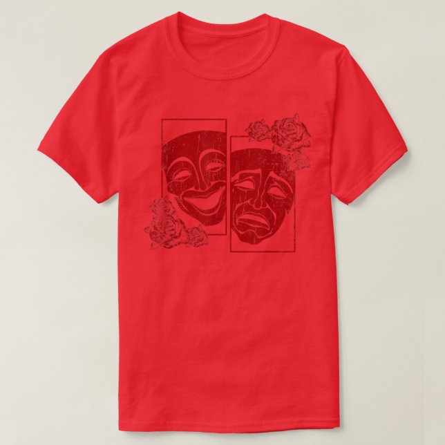 Theatermaske Drama Comedy Soft Grunge Rote Rosen A T-Shirt (Design vorne)
