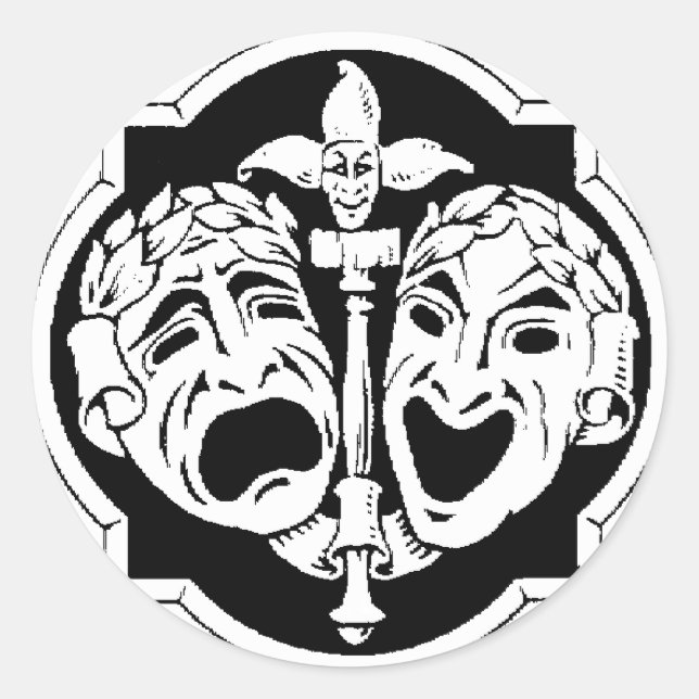 Theatermasken Runder Aufkleber (Vorderseite)