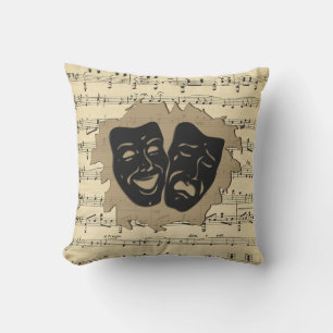 Theatermasken und antike Musik Kissen