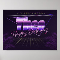 Theatername Vorname lila retro Poster Geburtstag