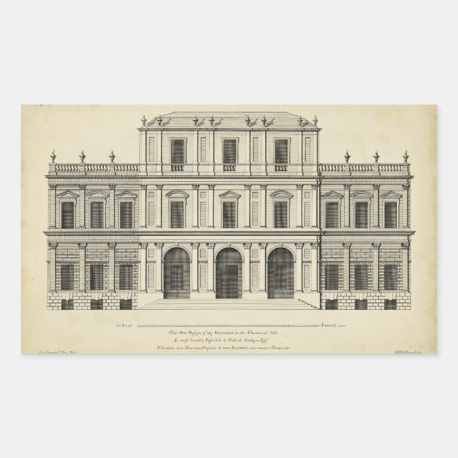 Theaterstil-Fassade von Colen Campbell Rechteckiger Aufkleber (Vorderseite)