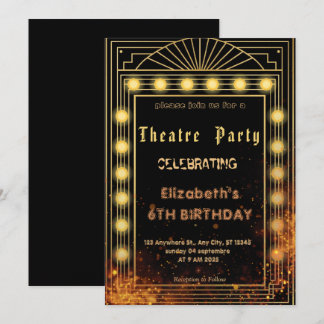 Theatre Marquee Party Invitation – Birthday invite Einladung