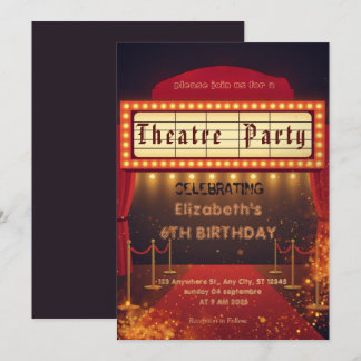 Theatre Marquee Party Invitation – Birthday invite Einladung