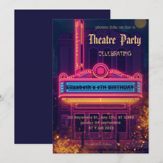 Theatre Marquee Party Invitation – Birthday invite Einladung
