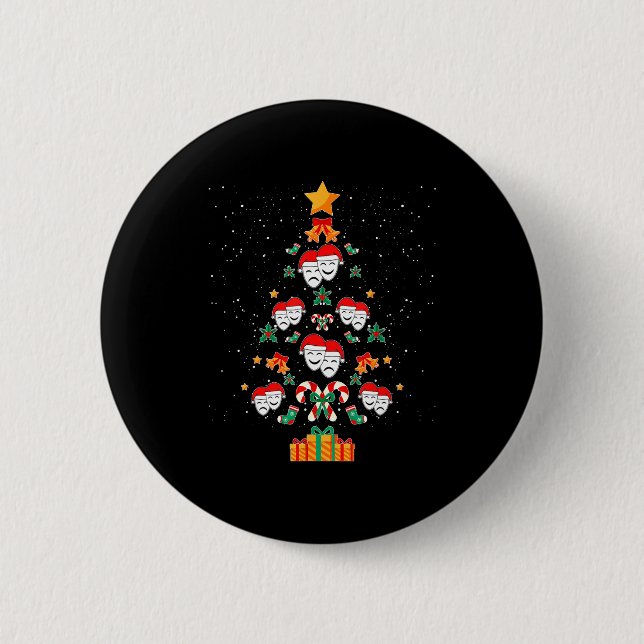Theatre Masks Drama Actor Actress Christmas Tree X Button (Vorderseite)