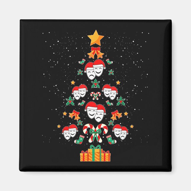 Theatre Masks Drama Actor Actress Christmas Tree X Magnet (Vorne)