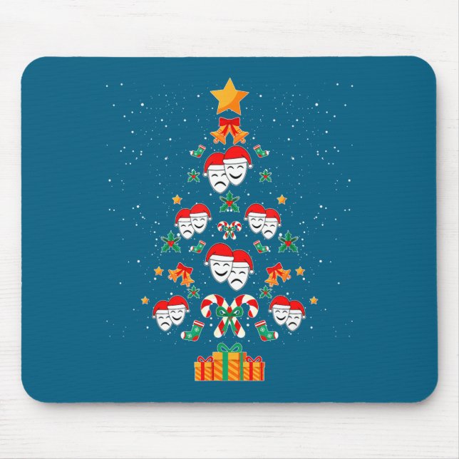 Theatre Masks Drama Actor Actress Christmas Tree X Mousepad (Vorne)