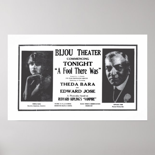 Theda Bara 1916 Vintager Film und Poster (Vorne)