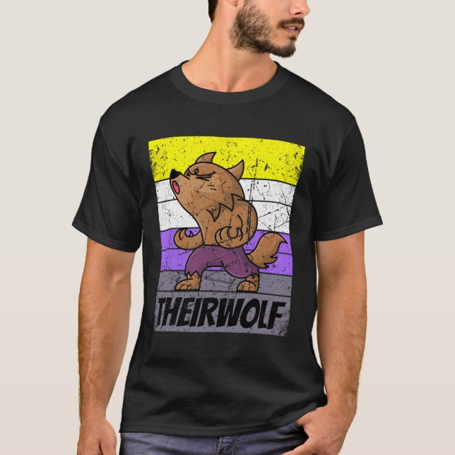Theirwolf Nichtbinärer Stolz Non Binary Lgbtq T-Shirt (Vorderseite)