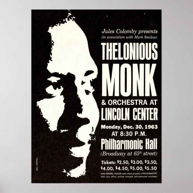 Thelonious Monk 1963 New York City Concert Poster (Vorne)