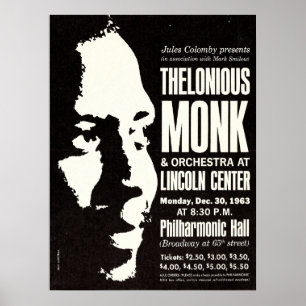 Thelonious Monk 1963 New York City Konzertposter Poster
