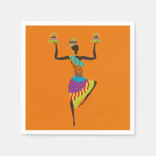 Thema-Abendessen-Party afrikanischer Dame Serviette
