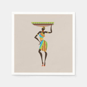 Thema-Abendessen-Party afrikanischer Dame Serviette