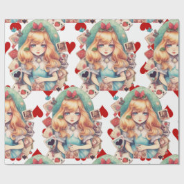 Thema Alice und Herz Geschenkpapier