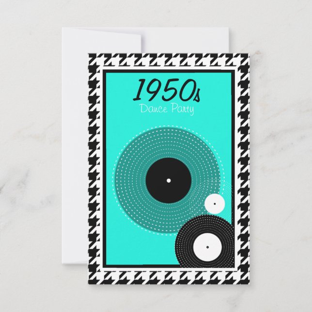 Thema aquamarin, blau, schwarz und weiß der 50er J RSVP Karte (Vorderseite)