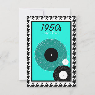 Thema aquamarin, blau, schwarz und weiß der 50er J RSVP Karte