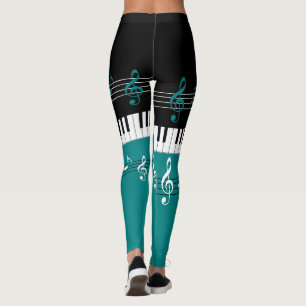 Thema aquamarine und schwarze Musik Leggings