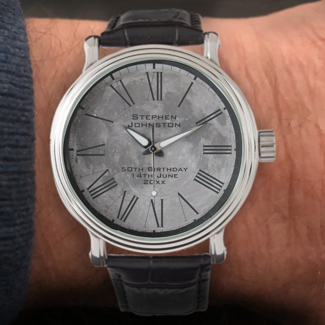 Thema Astronomie Vollmond für individuelle Wünsche Armbanduhr (Von Creator hochgeladen)