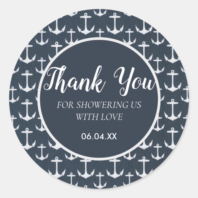 Thema Babydusche Ocean Sailboat Sea Lake Runder Aufkleber (Vorderseite)