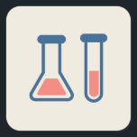Thema Beaker & Test Tube Science Quadratischer Aufkleber<br><div class="desc">Aufkleber mit niedlichem zeichn eines Reagenzglases und eines Bechers. Ideal für Wissenschaftsarten.</div>