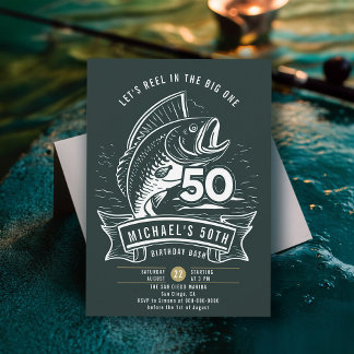Thema "Big Bass Reel in Men 50. Geburtstag Einladung