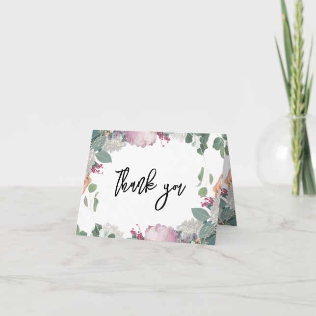 Thema Blumenhochzeit Dankeskarte (Vorderseite)