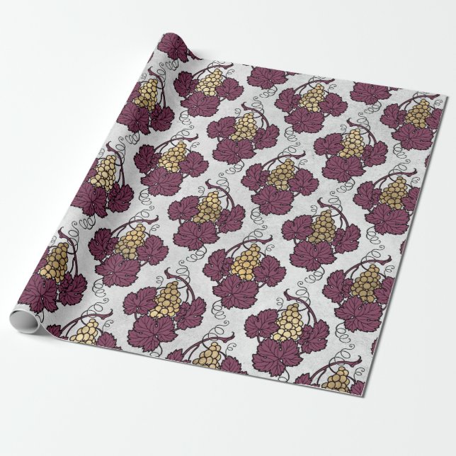 Thema Burgundy Plum und Gold Wein Geschenkpapier (Ungerollt)