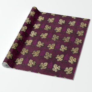 Thema Burgundy Plum und Gold Wein Geschenkpapier