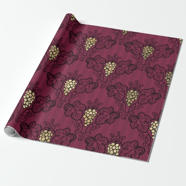 Thema Burgundy Plum und Gold Wein Geschenkpapier (Ungerollt)