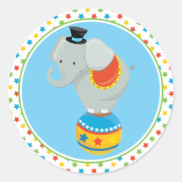 Thema "Circus" | Elefant auf Circus Ball Runder Aufkleber