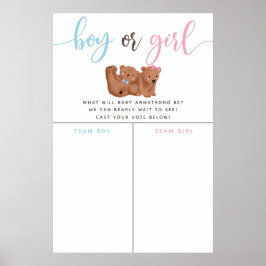 Thema "Cub Bear Gender Reveal Voting Sign" Poster