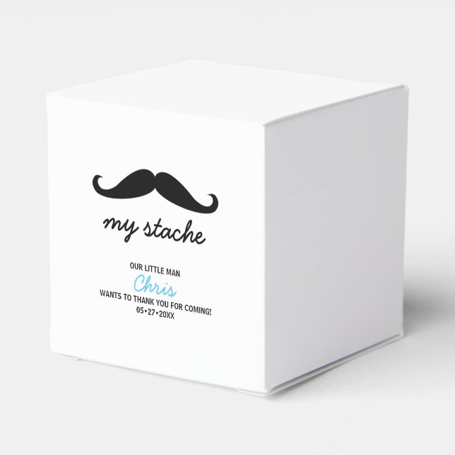 Thema des ersten Geburtstagsmustache Geschenkschachtel (Rückseite)