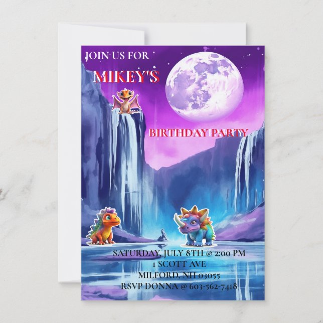 THEMA "DINOSAUR" EINLADUNG (Vorderseite)