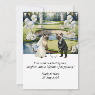 Thema einer Golfhochzeit für Cat Lovers Einladung
