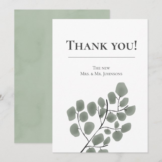 Thema Eukalyptus-Blätter Einladung (Vorne/Hinten)