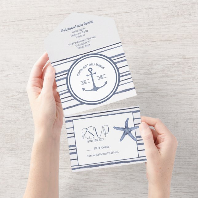 Thema Family Wiedersehen Beach All In One Einladung (Abreißen)