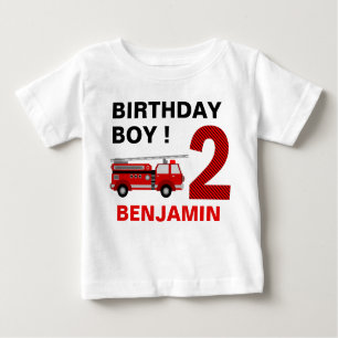 Thema Feuerwehrfahrzeuge 2. Geburtstag Party Baby T-shirt