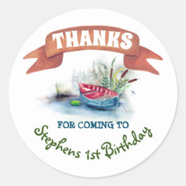 Thema Fischerei Geburtstag Vielen Dank Runder Aufkleber