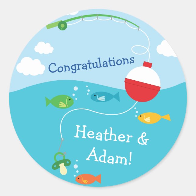 Thema Fischerei Kinderdusche für Fischer Runder Aufkleber (Vorderseite)