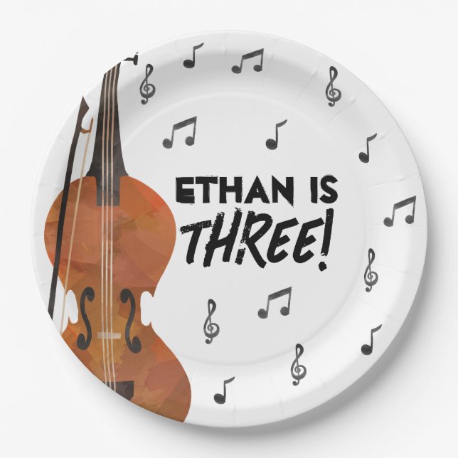 Thema Geigermusik Geburtstagsparty Teller (Vorderseite)